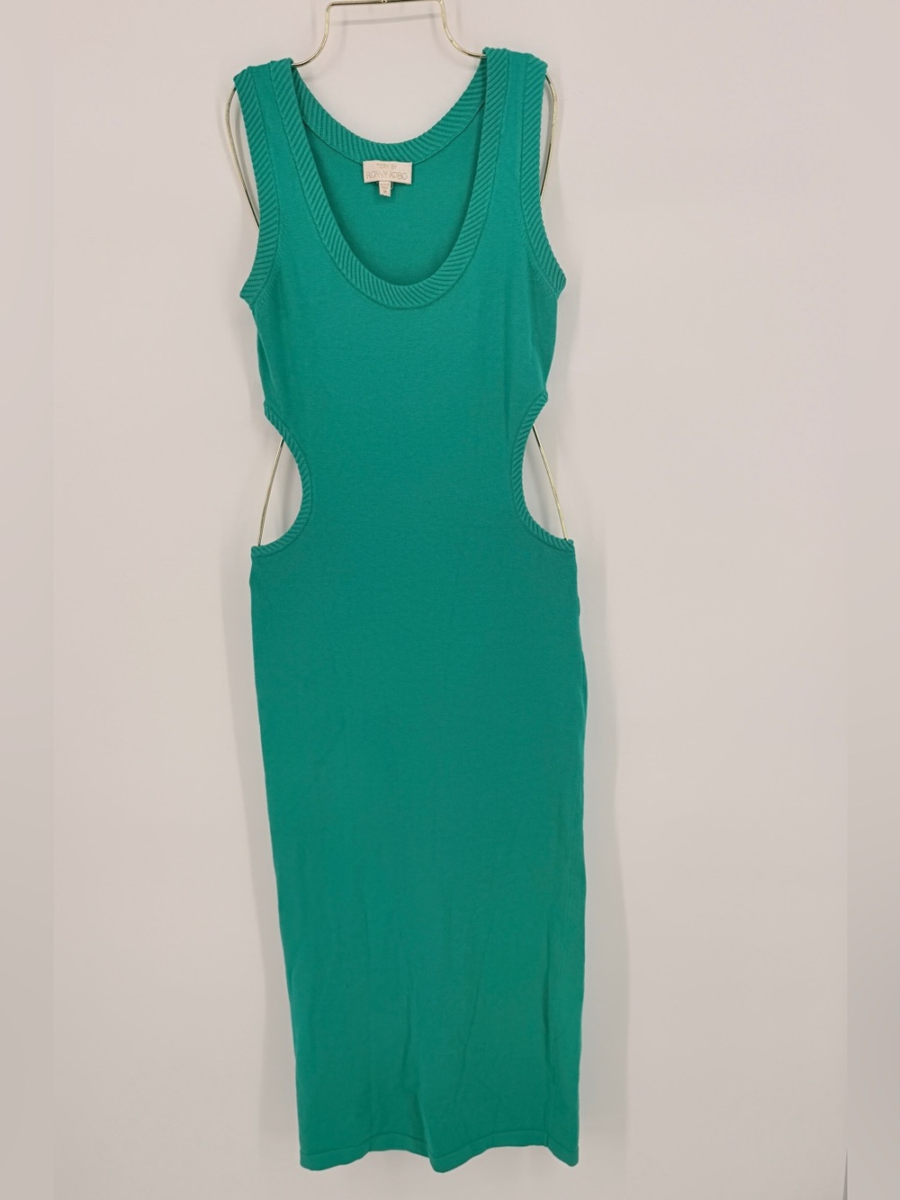 Torn by Ronny Kobo Green Teal Side Cutout Knit Midi Dress M